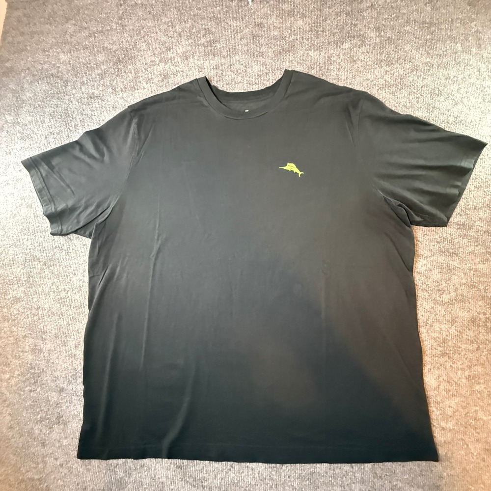 Tommy Bahama Mens XXL Black Cotton Golf Graphic T-Shirt Short Sleeve Marlin Logo